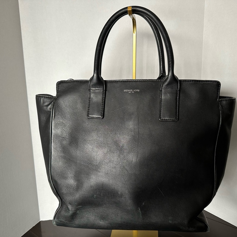 Michael Kors Black Leather Tote Bag